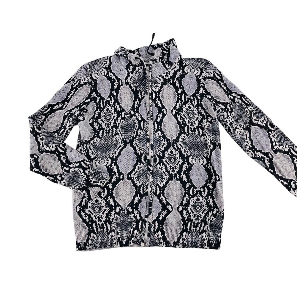 Soma Intimates Womens‎ Black & White Snake Print Zip-Up Jacket S
